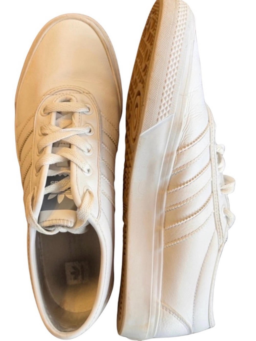 Adidas White Leather Sneakers Men’s 8.5 Clean Classic Casual Shoes
